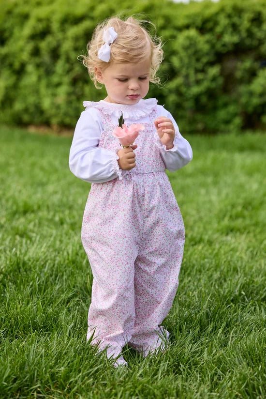 Smocked Madeline Blouse - White with Light Pink