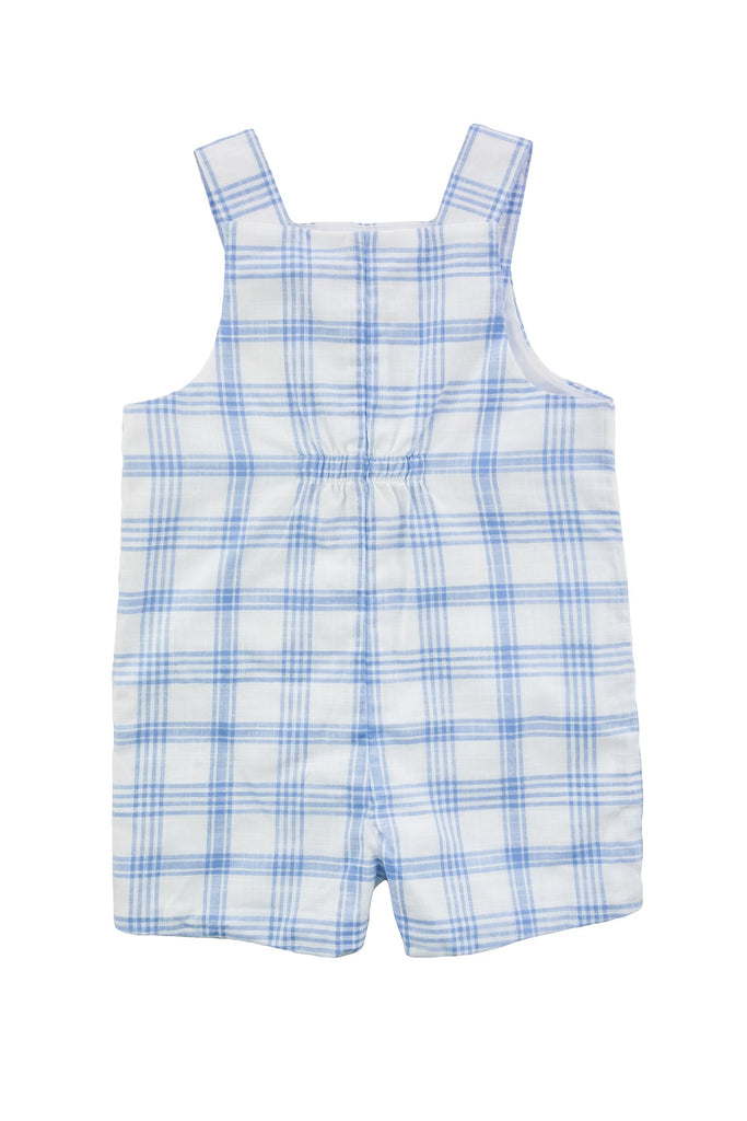Plaid Linen-Look Shortall With Truck