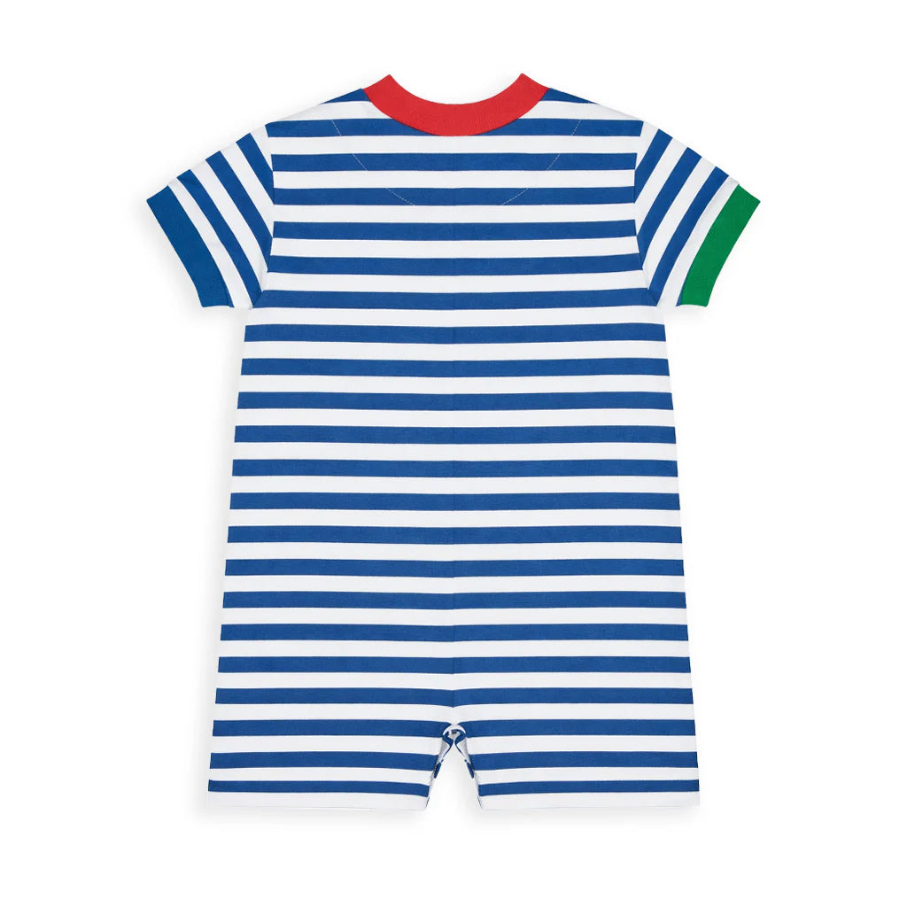 Stripe Knit Shortall with Sailboats