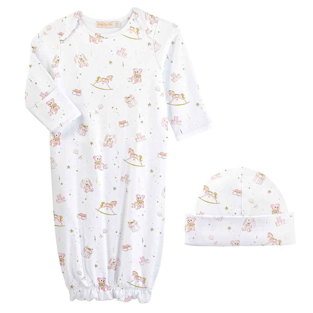 Baby Toys Pink Gown & Hat Set