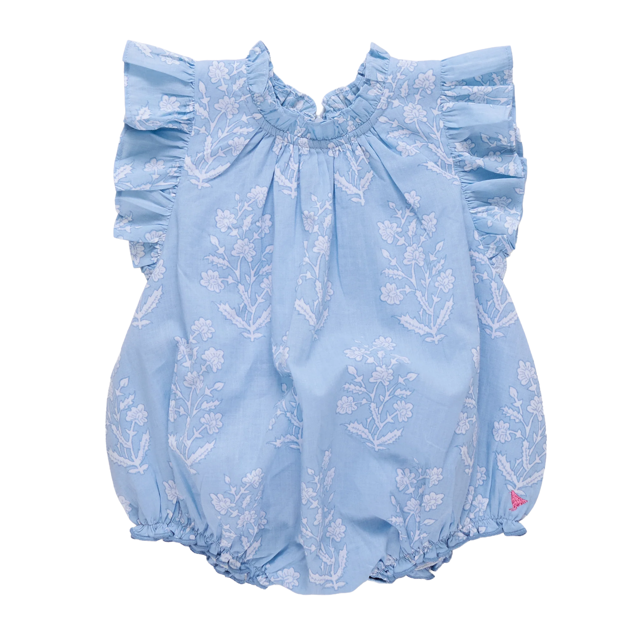 Girls Harper Bubble- Blue Dewdrop Block Print