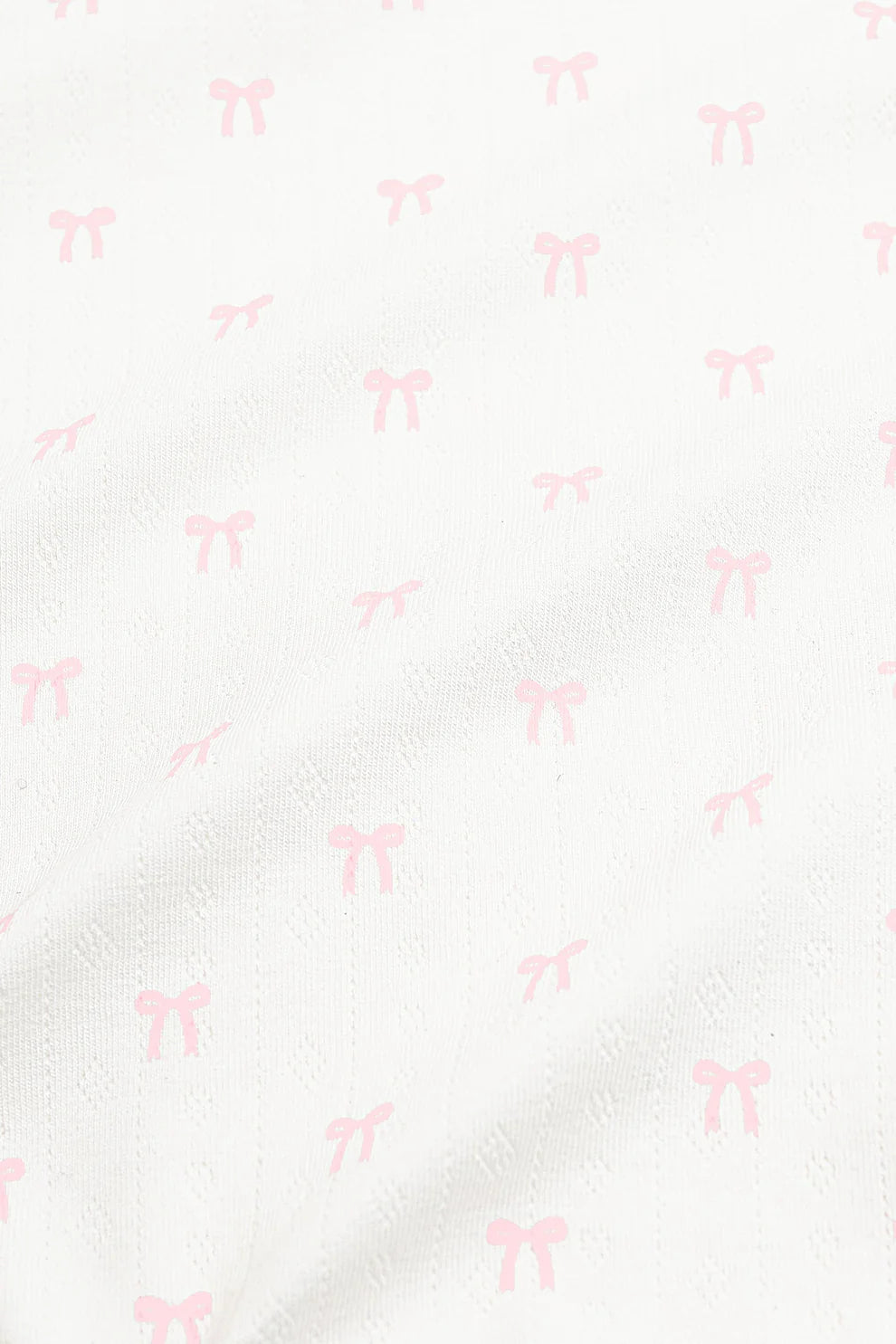 Pointelle Zippered Footie in Sweet Pink Bow