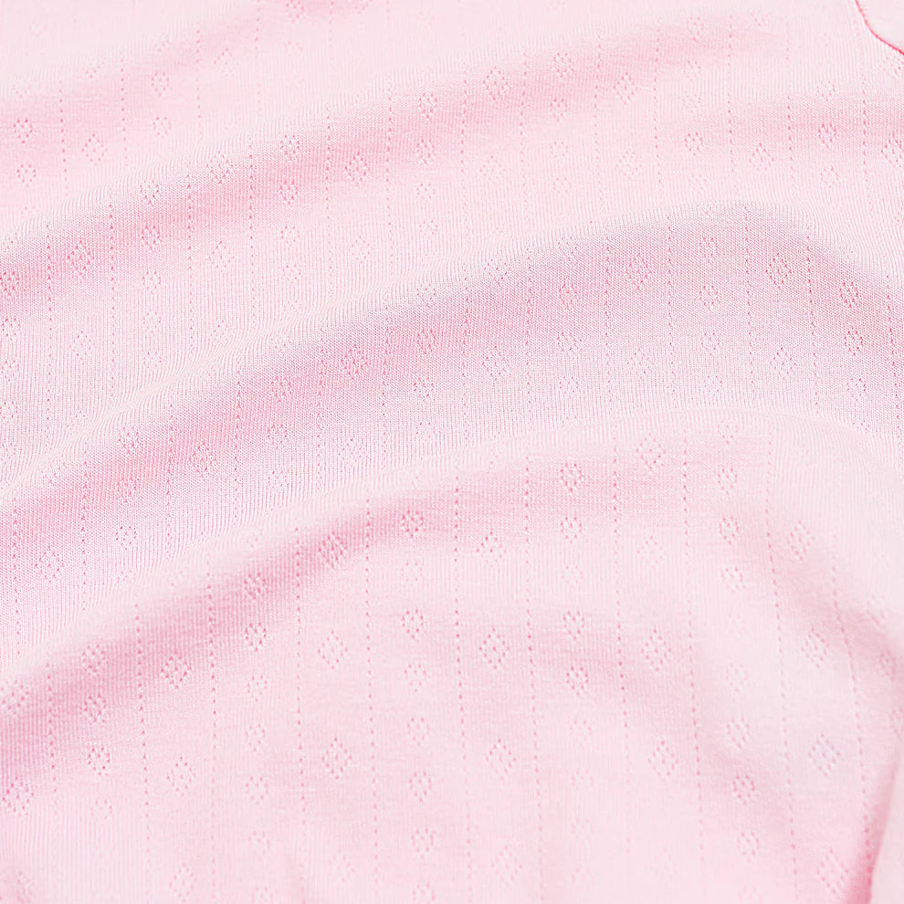 Pointelle Zippered Footie in Sakura