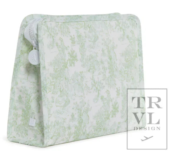 Roadie Zip Pouch- Bunny Toile Green