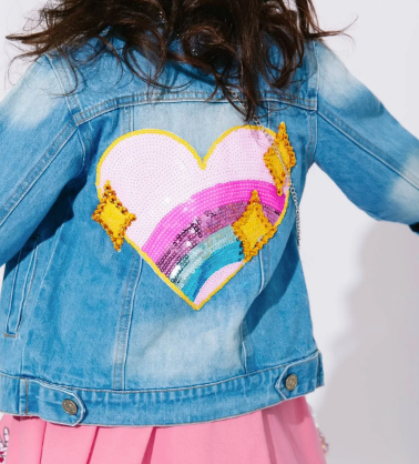 Sparkle Rainbow Denim Heart Jacket