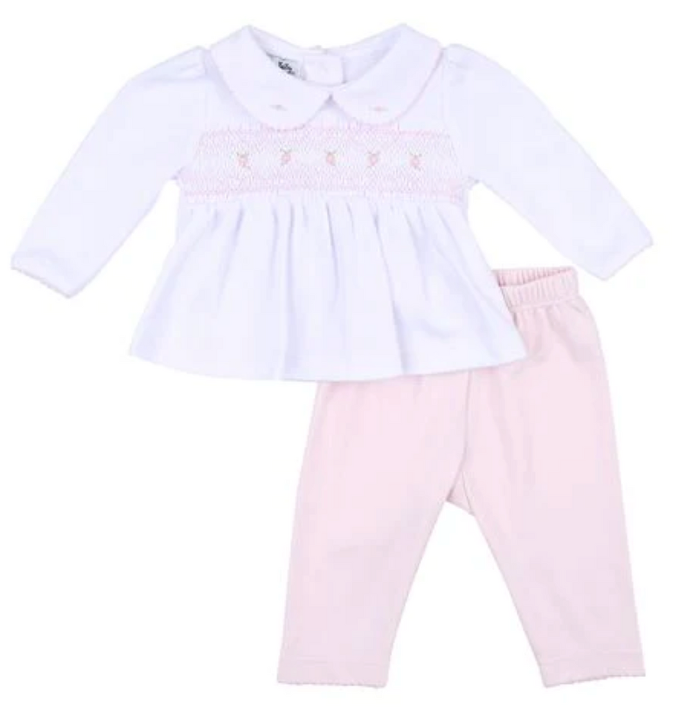 Fiona Phillip Smock Collared Girl 2pc Pant Set PK