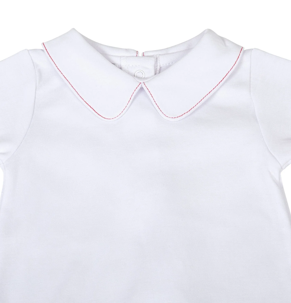 White and Red Basics Collared Boy Footie