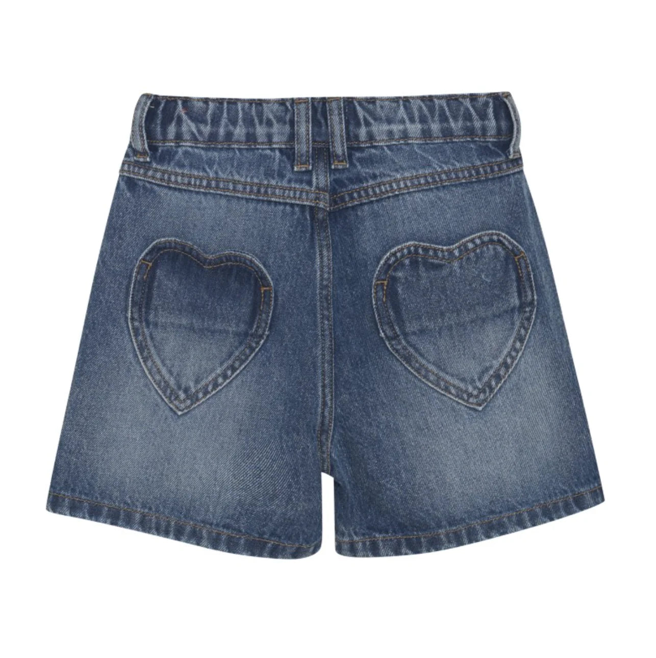 Blue Denim Heart Pocket Shorts