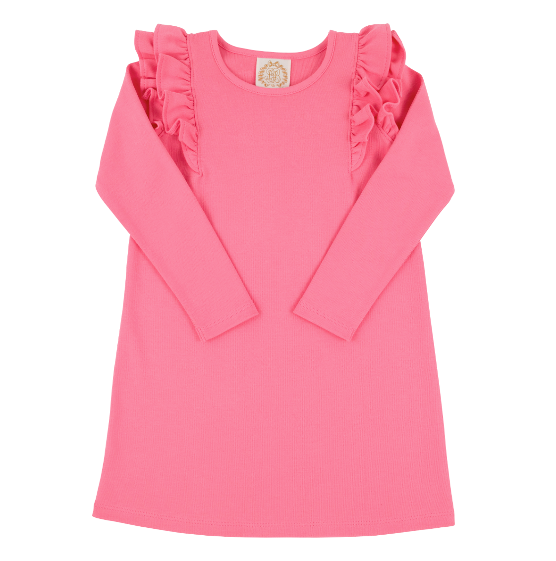 Long Sleeve Ruehling Ruffle Dress- Romany Rose