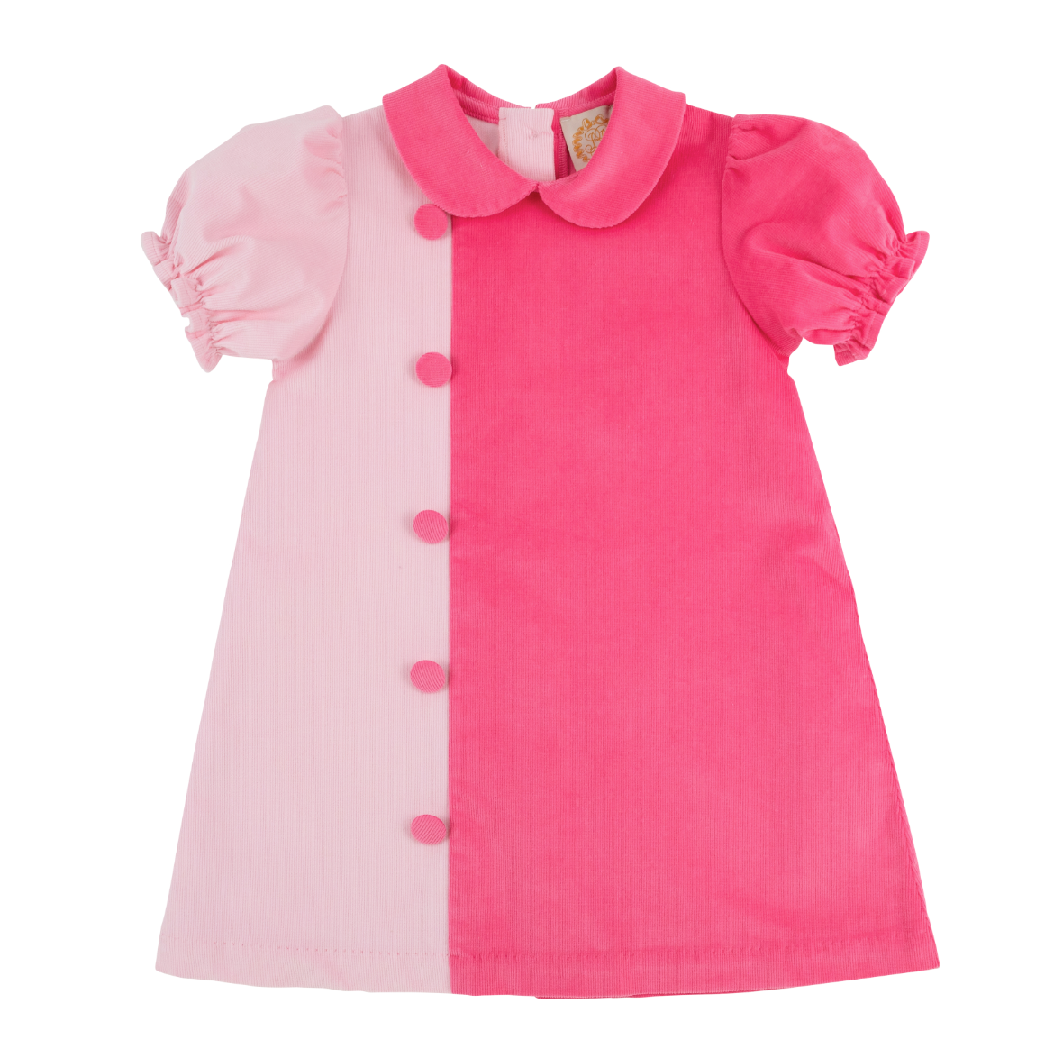 Short Sleeve Blaire Button Dress- Palm Beach Pink/Romany Rose
