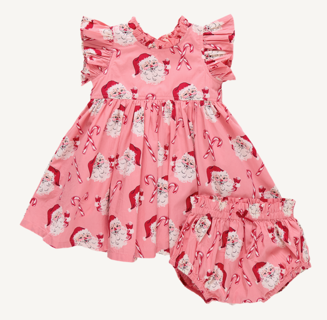 baby girls jennifer dress set- pink candy cane santa