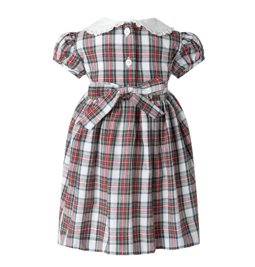 Ivory Tartan Frill Front Dress and Bloomers