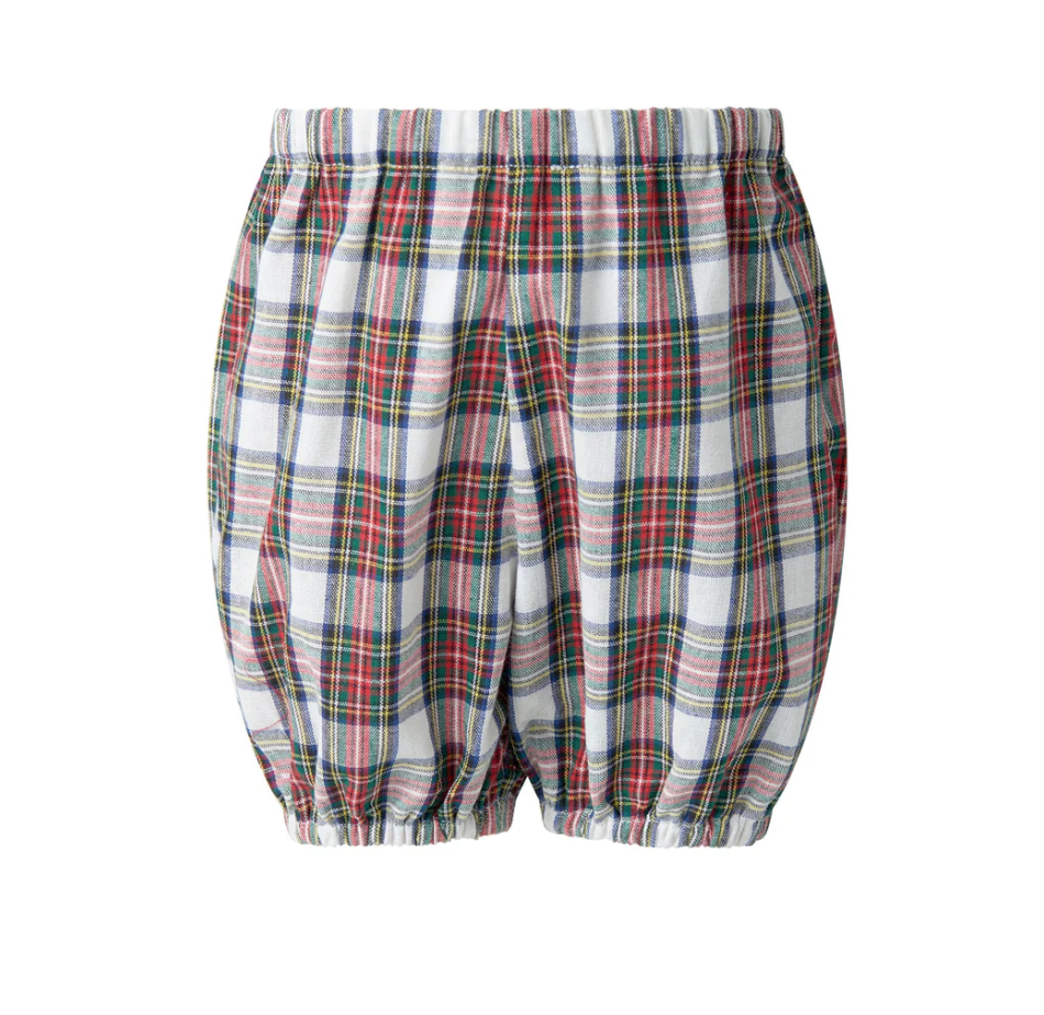 Ivory Tartan Frill Front Dress and Bloomers