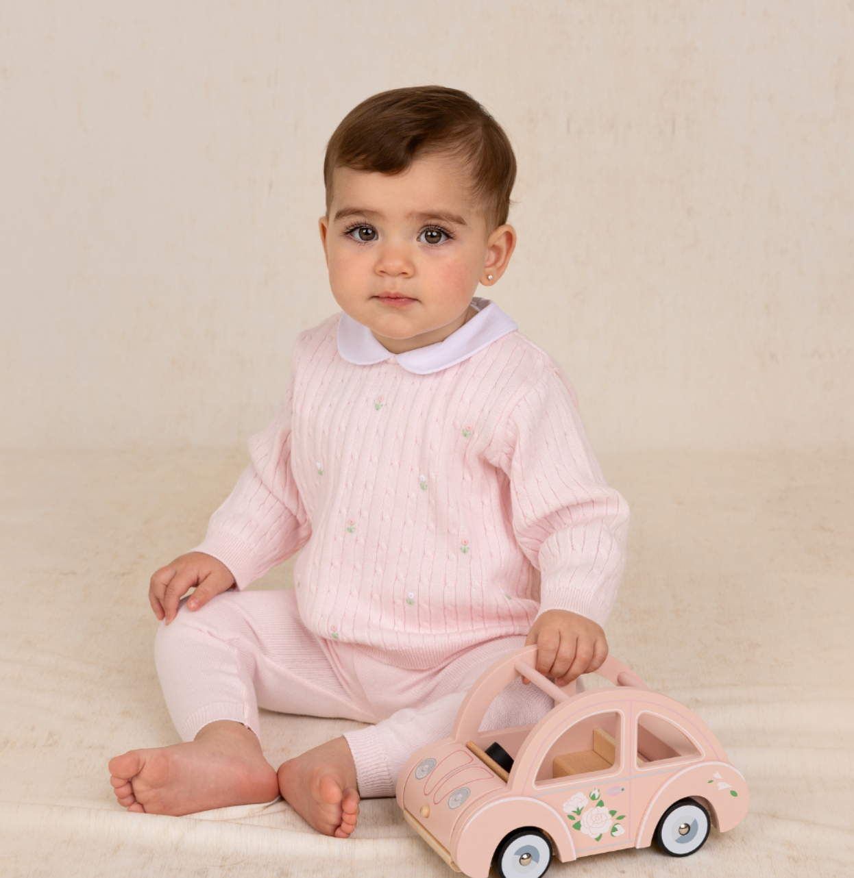 Girls Peter Pan Cable Knit Sweater Set