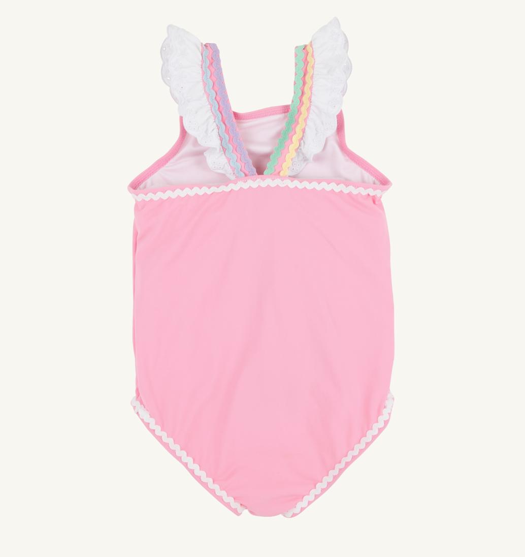 Long Bay Bathing Suit- Hamptons Hot Pink Ric Rac