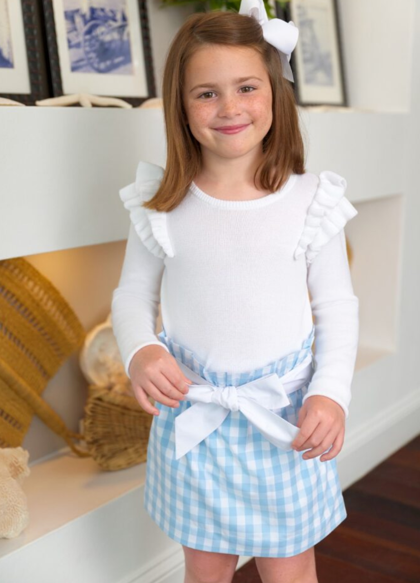 Beasley Bow Skirt- Barrington Blue Check