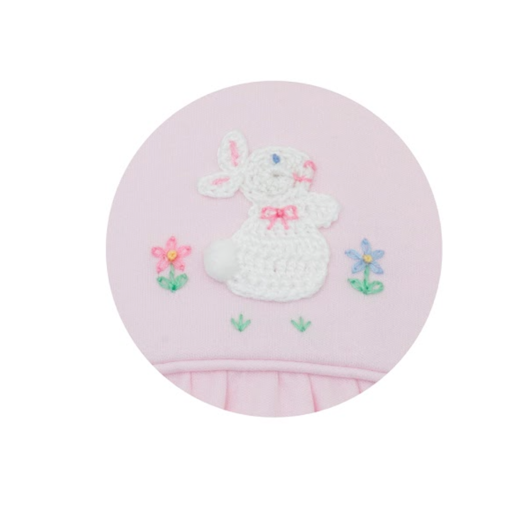 Pink Knit Bunny Embroidered Bubble