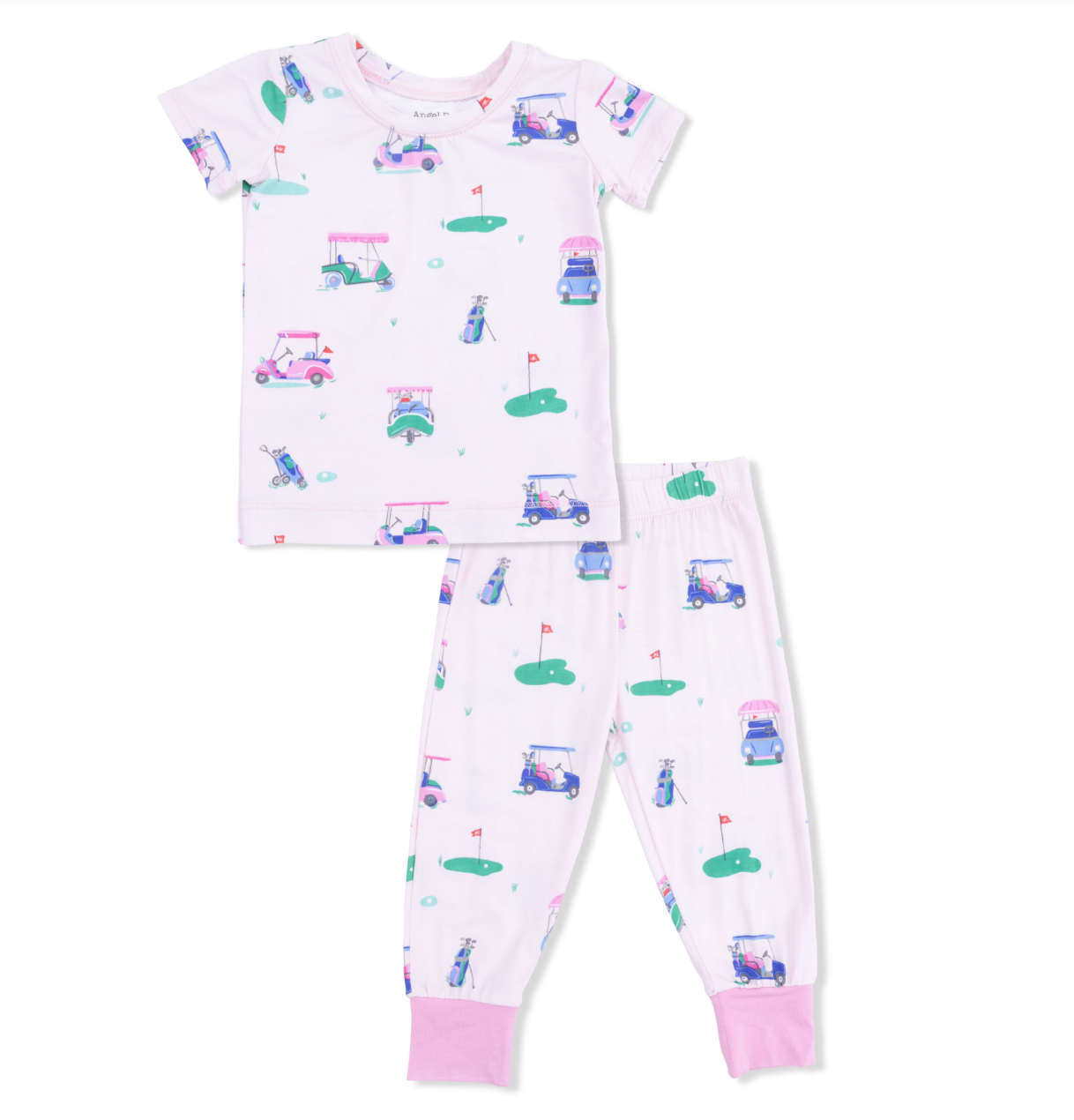 Vintage Golf Carts Pink Short Sleeve Loungewear Set