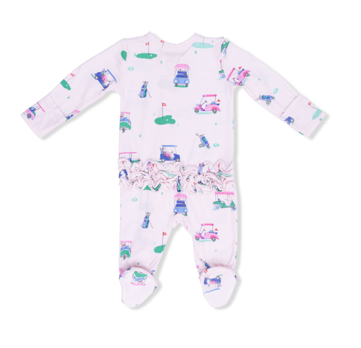 Vintage Golf Carts Pink 2 Way Zipper Footie