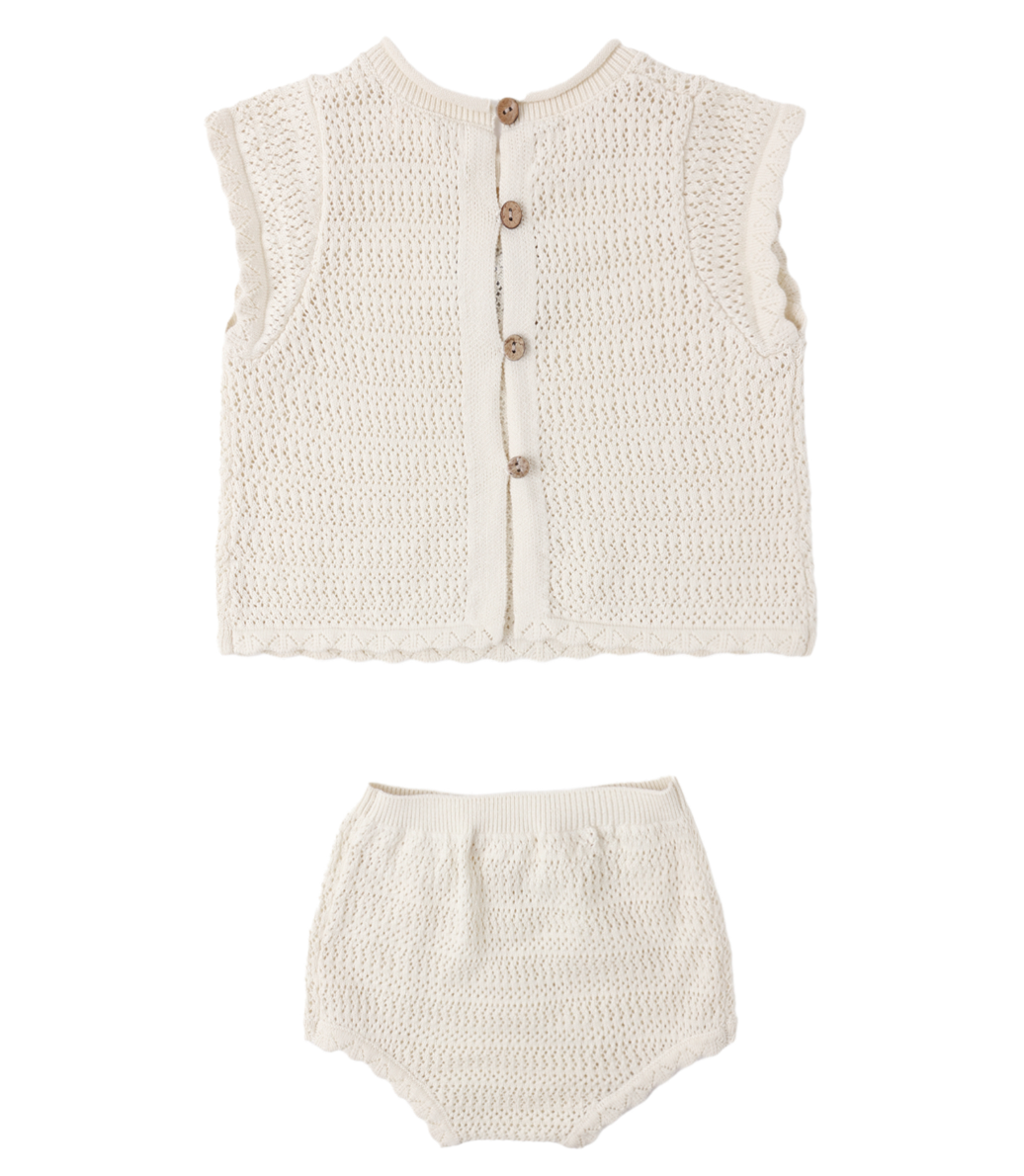 Scallop Knit Baby Set || Natural