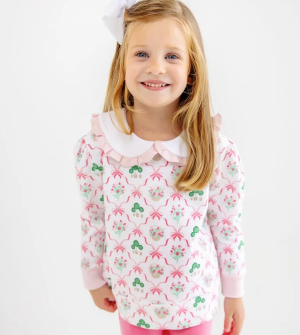 Maude's Ruffle Cassidy Comfy Crewneck- Boxwoods and Bows