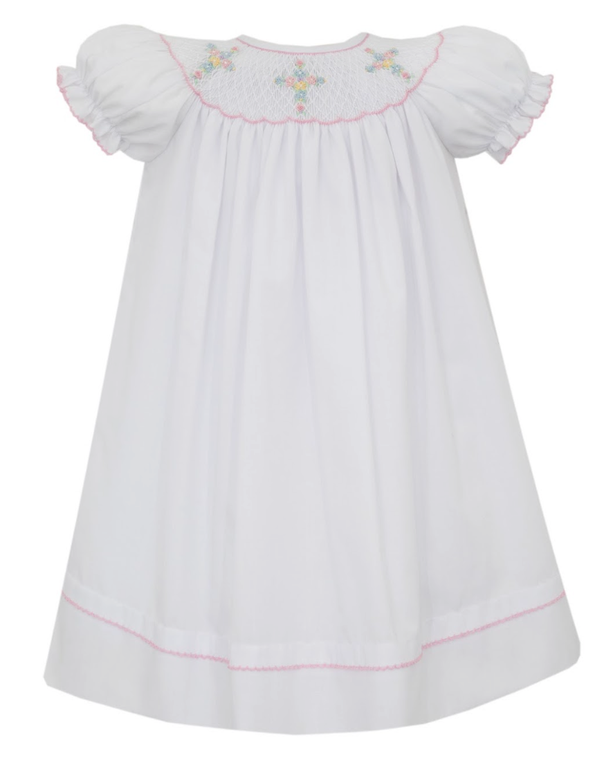 White Batiste Bishop- Floral Cross