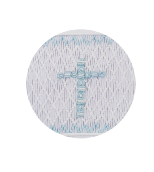 White Batiste Bubble- Blue Cross
