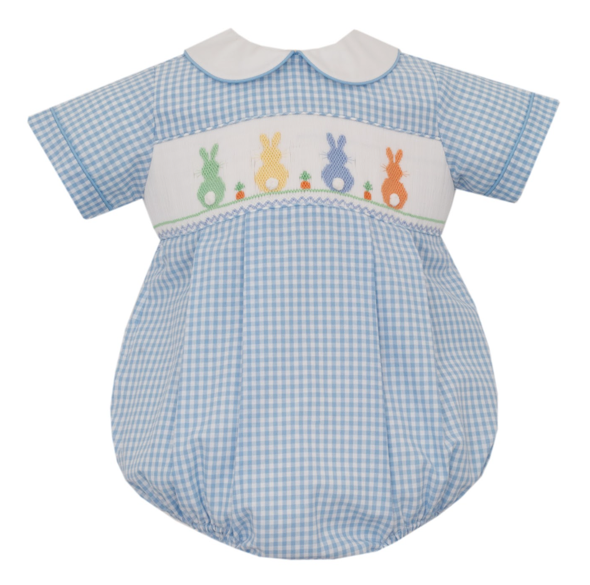 Bunny Smocked Blue Gingham Bubble