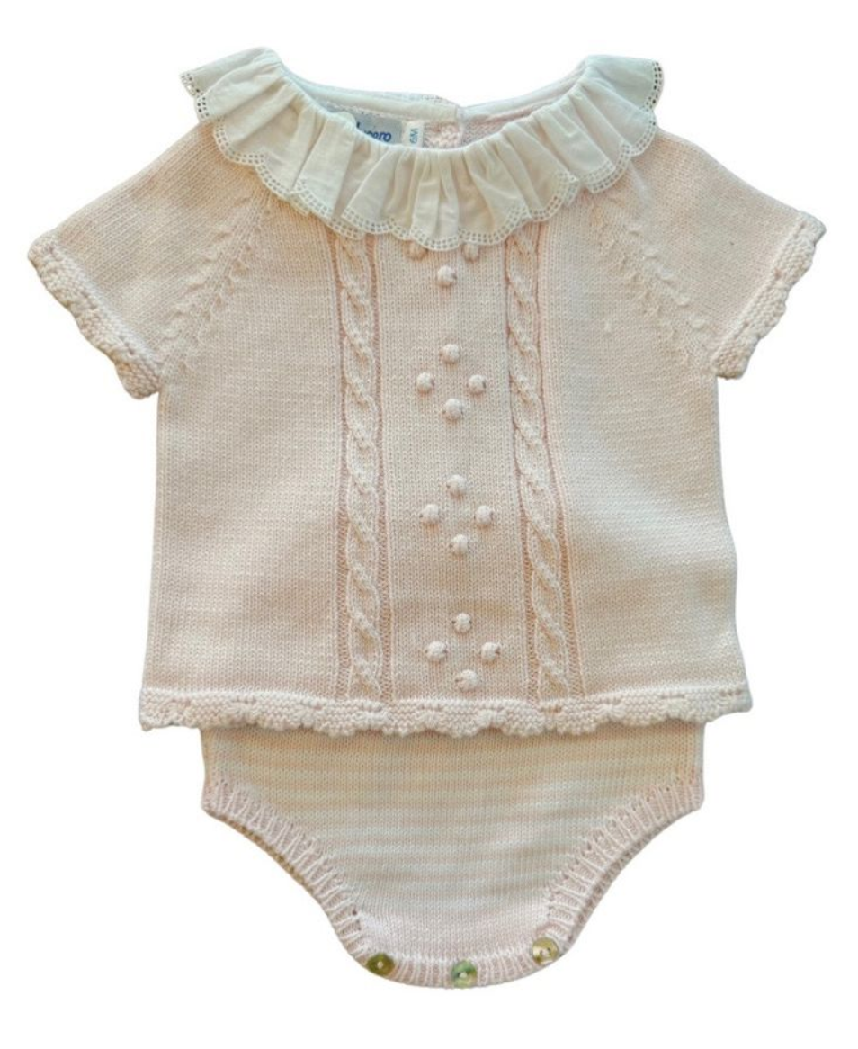 Light Pink Braided Short Sleeve Ruffle Set