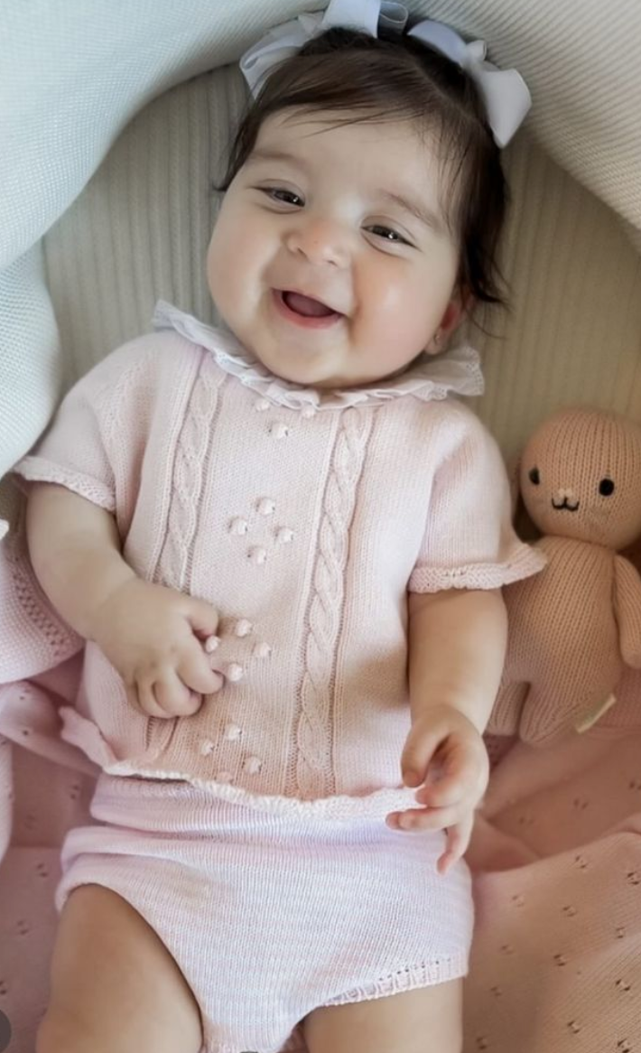 Light Pink Braided Short Sleeve Ruffle Set