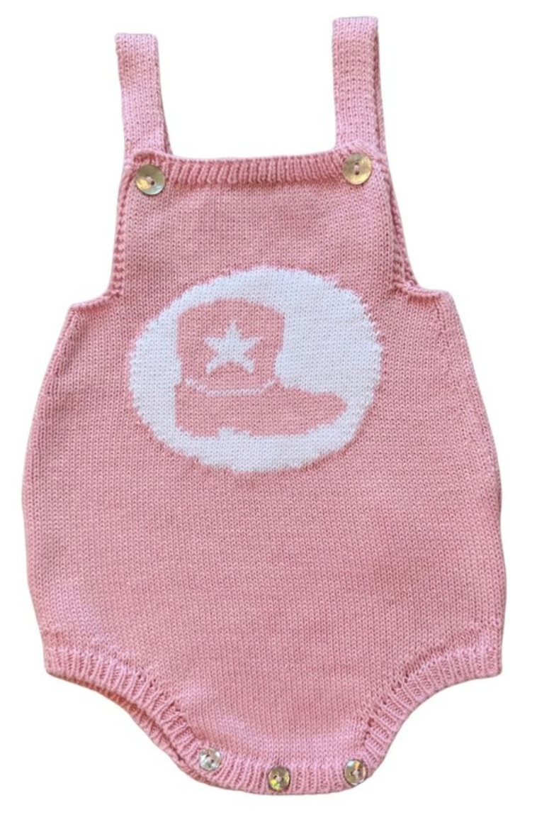 Peony Pink Cowboy Boot Sunsuit