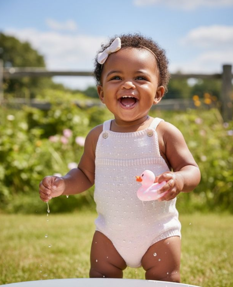 Light Pink Dot Knit Sunsuit