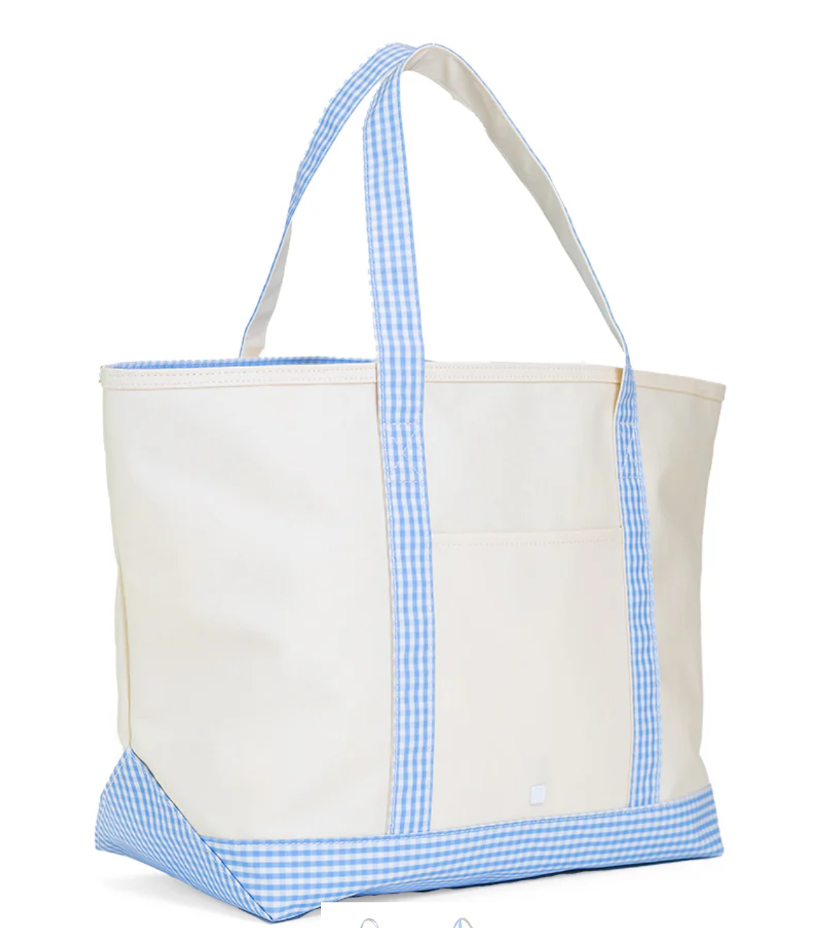 Maxi Tote- Coated Canvas with Gingham Trim