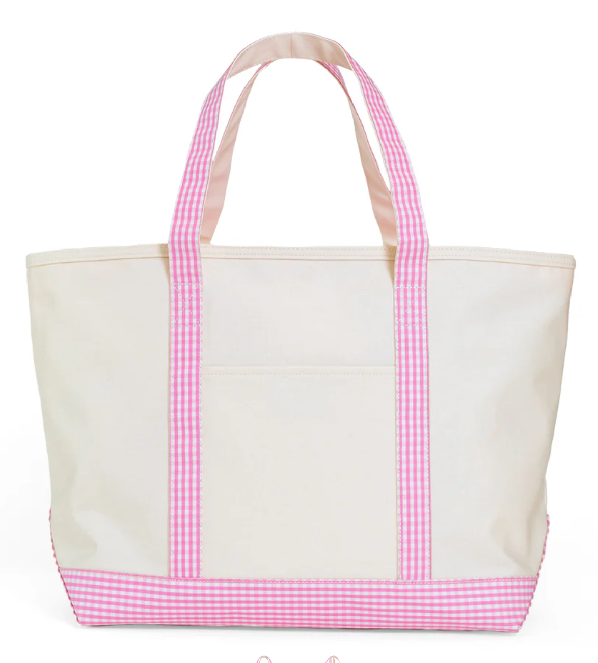 Maxi Tote- Coated Canvas with Gingham Trim