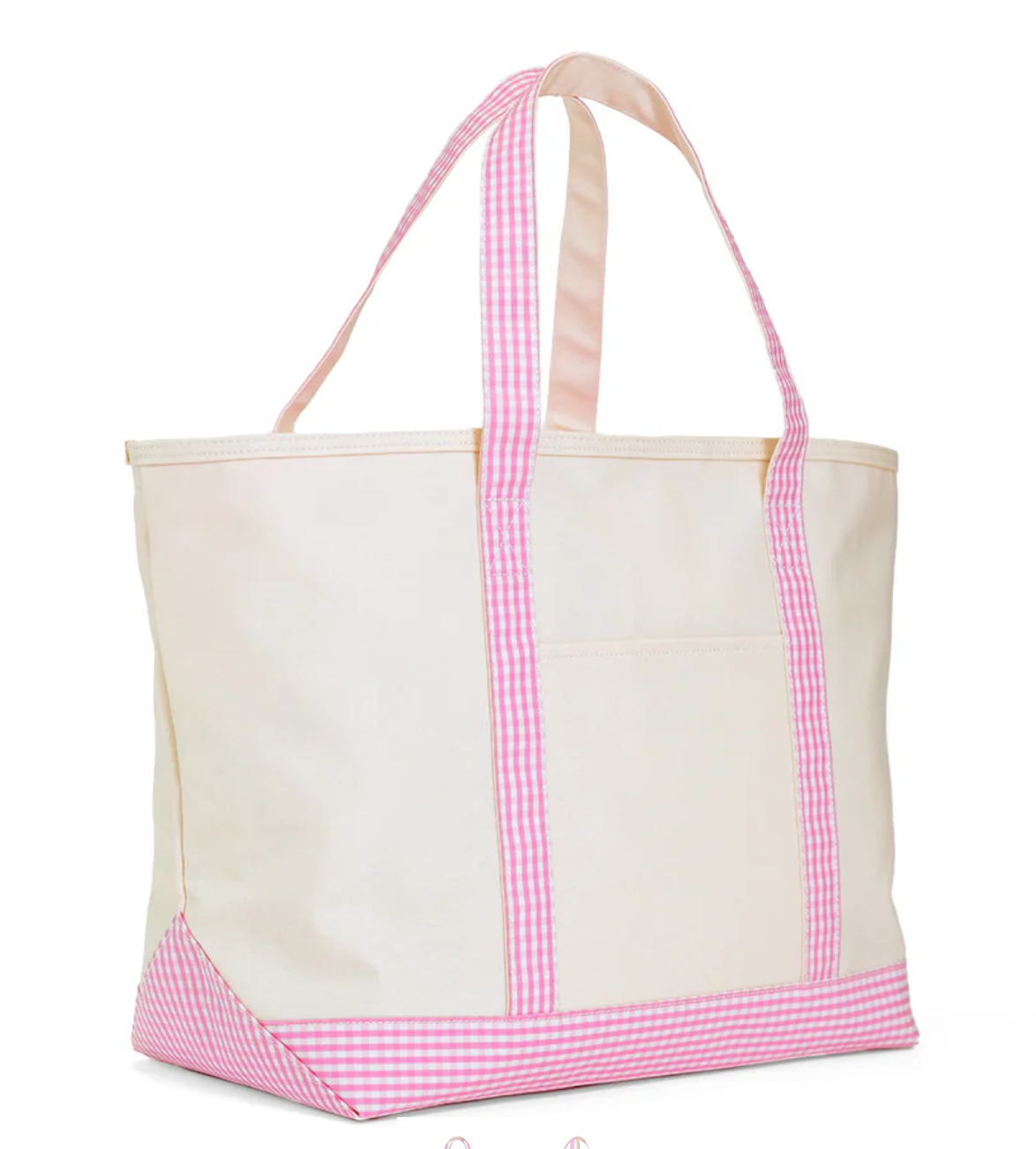 Maxi Tote- Coated Canvas with Gingham Trim