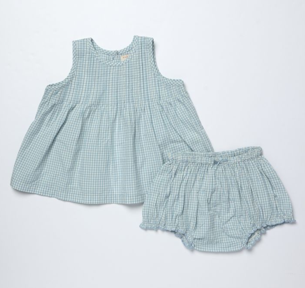 baby girls jaipur set- light blue gingham