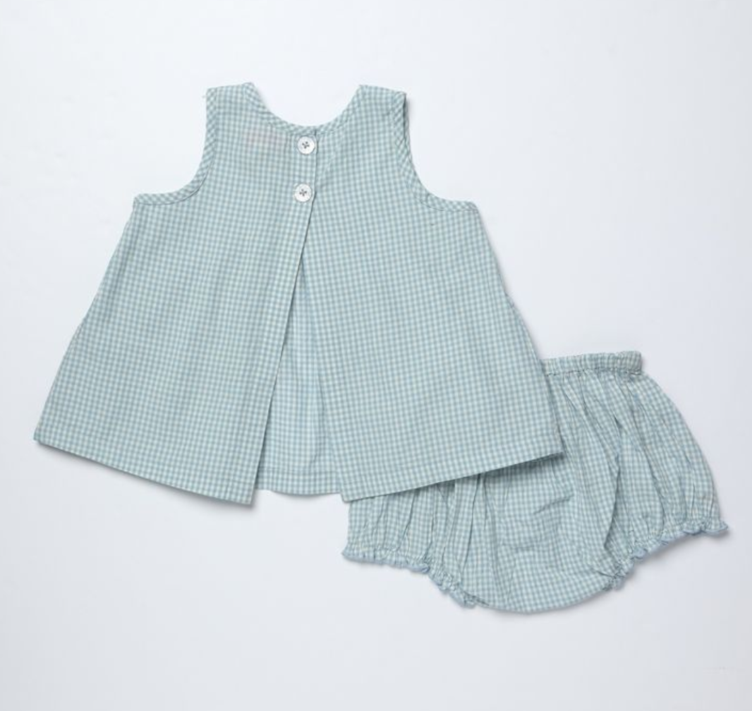 baby girls jaipur set- light blue gingham