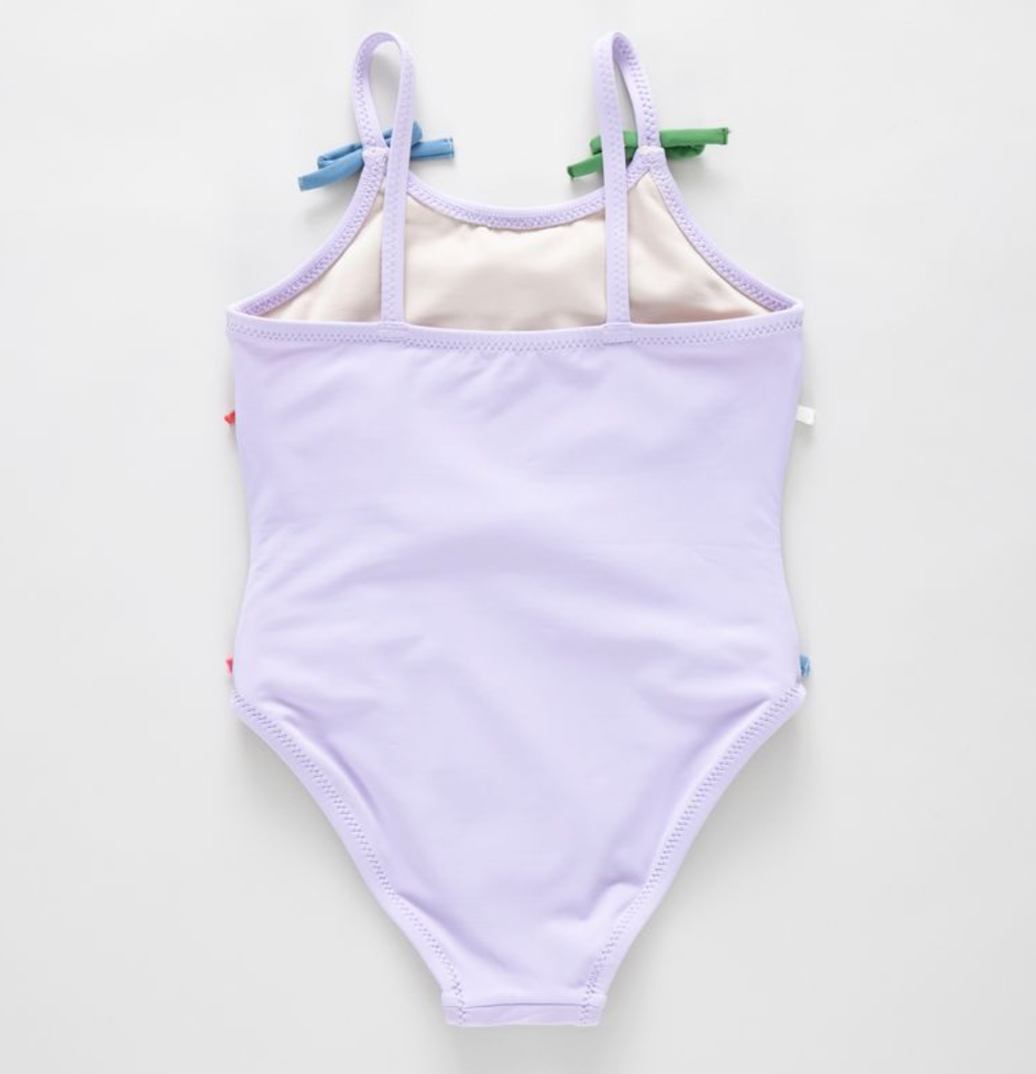 girls lottie suit- lavender multi bow