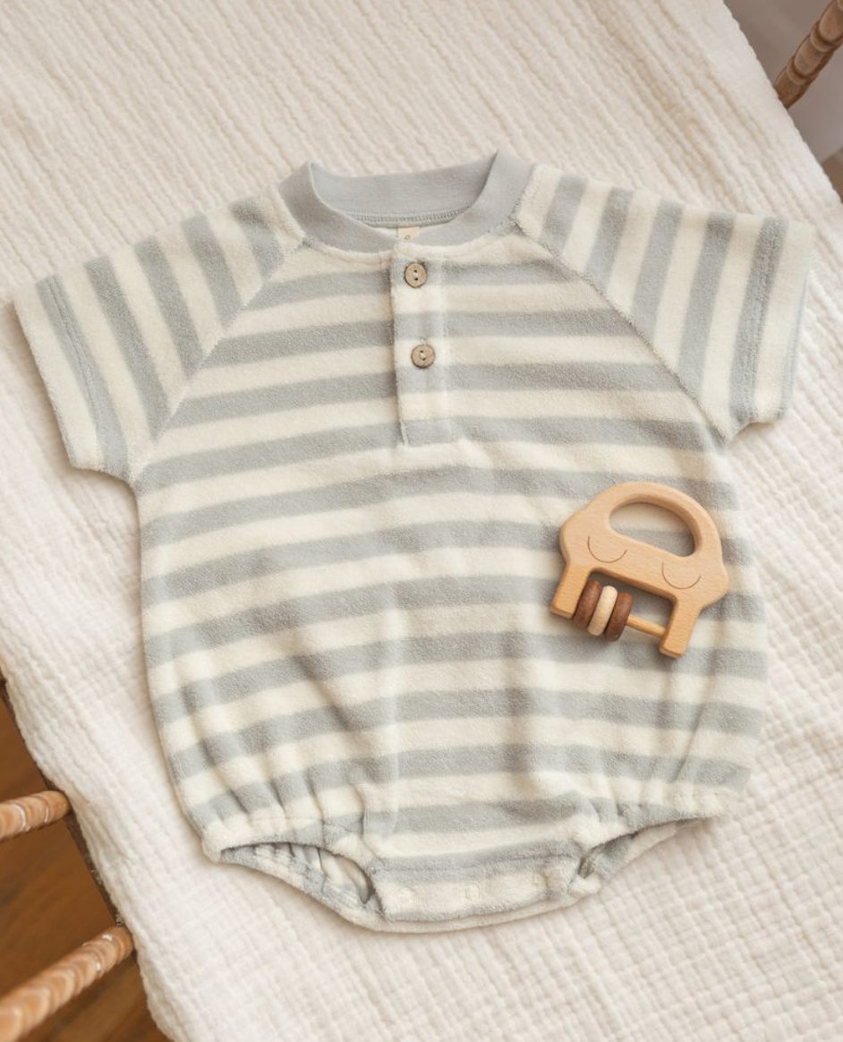 TERRY HENLEY ROMPER | SKY STRIPE