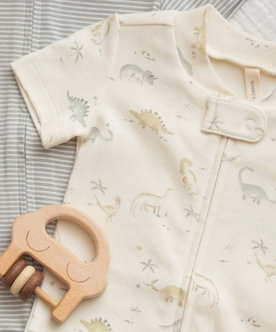 ZIP SHORT SLEEVE SLEEPER | DINOSAUR