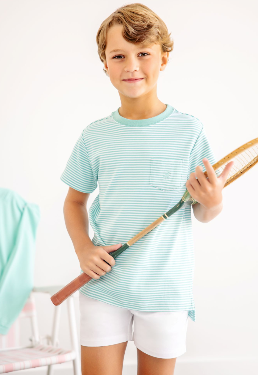 Carter Crewneck- Turks Teal Stripe