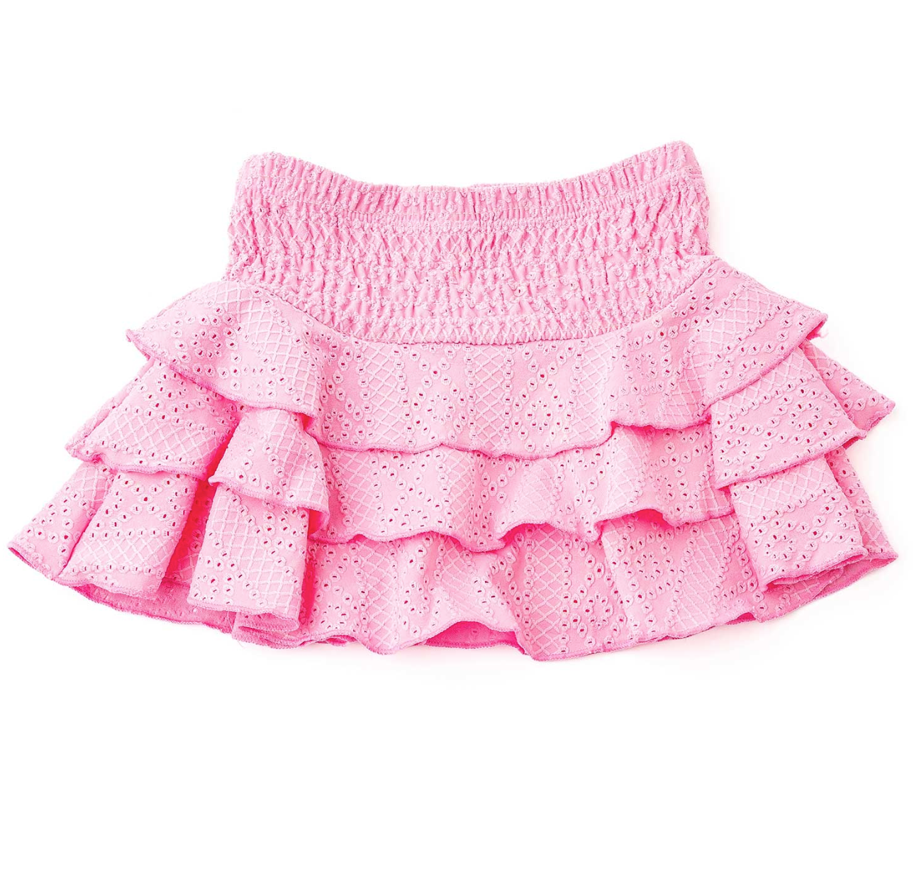 Eyelet Smocked Skirt- Pink