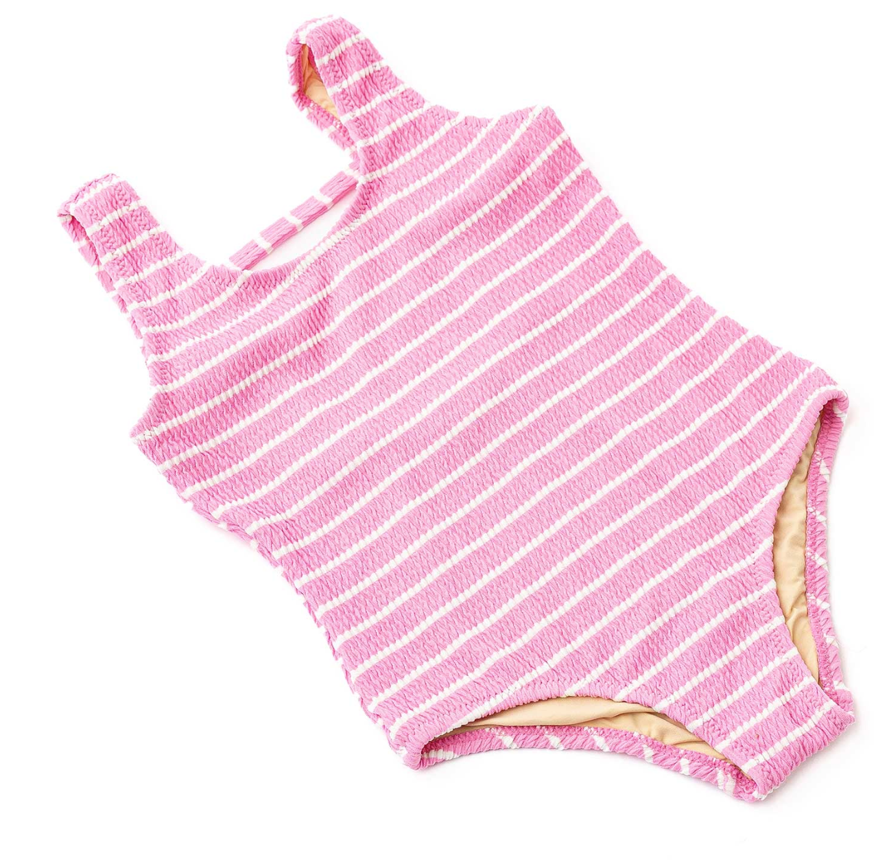 Pink Stripe Crinkle One Piece