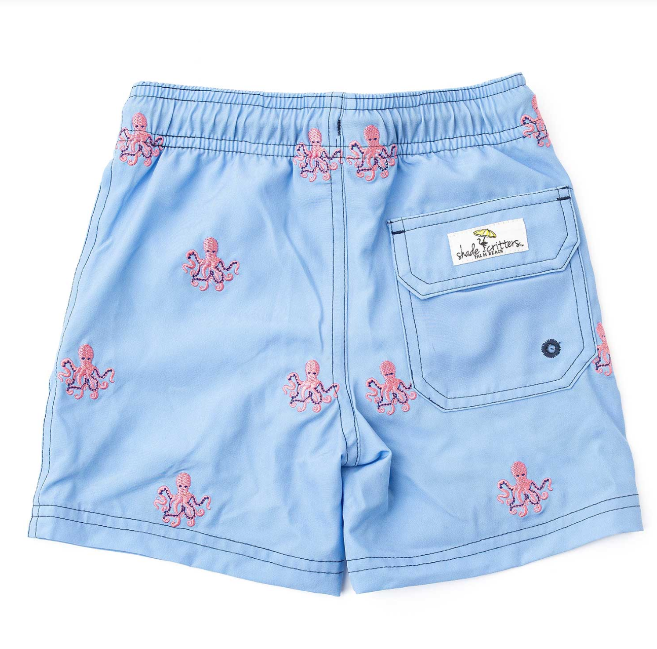 Octopus Icon Embroidered Swim Trunks