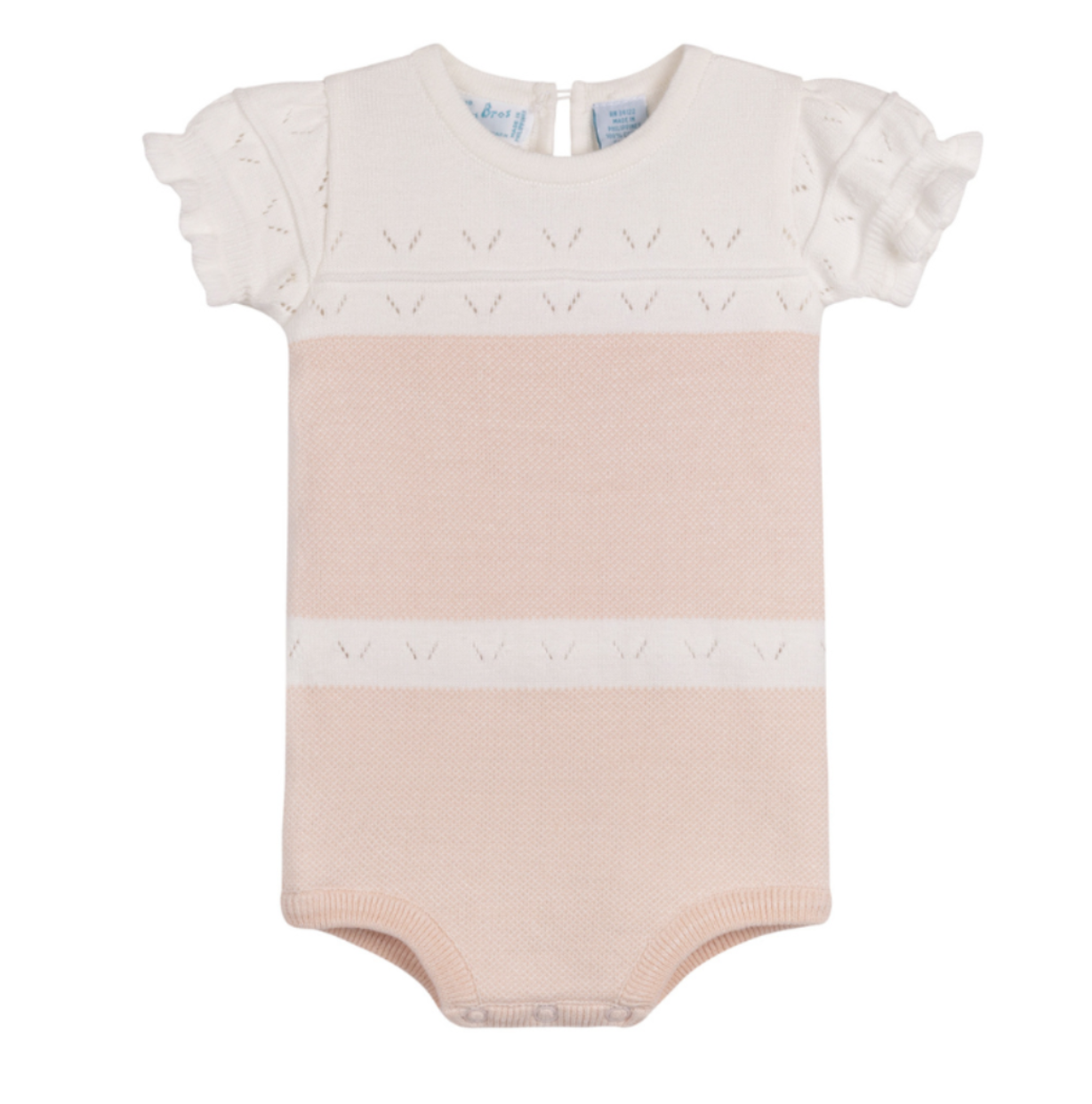 Girls Pointelle Contrast Knit Romper