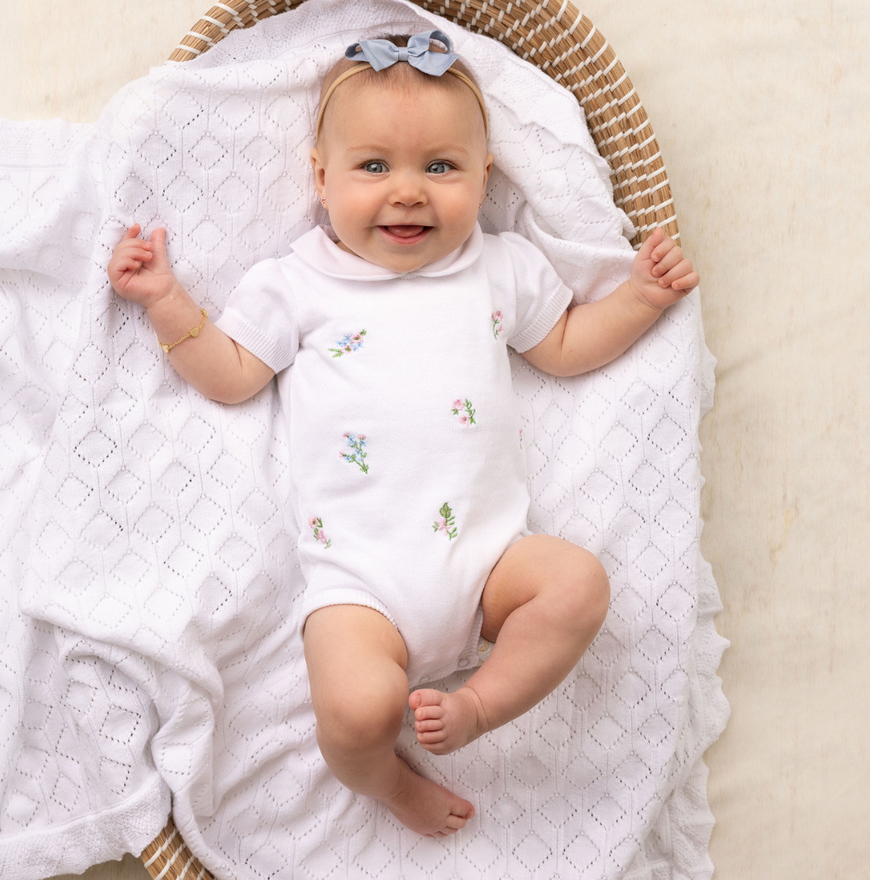 Girls Embroidered Garden Knit Romper