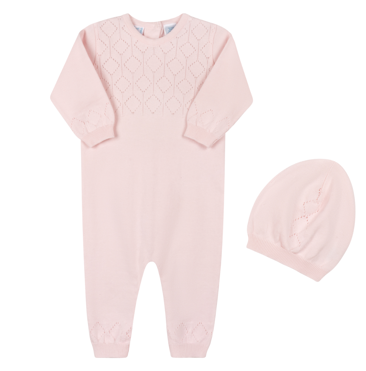 Lux Pointelle Knit Romper with Hat
