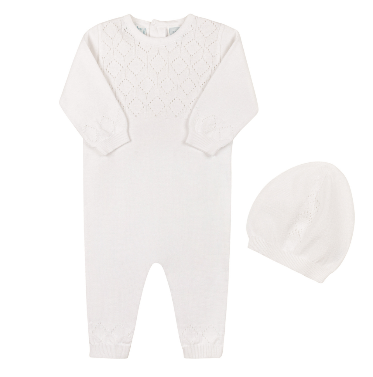 Lux Pointelle Knit Romper with Hat