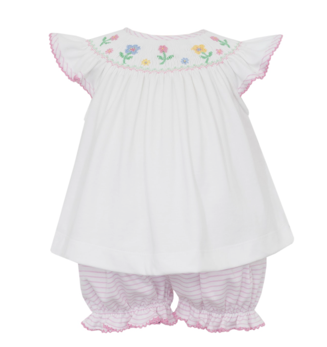 Angel Wing Pink Stripe Bloomer Set- Flowers