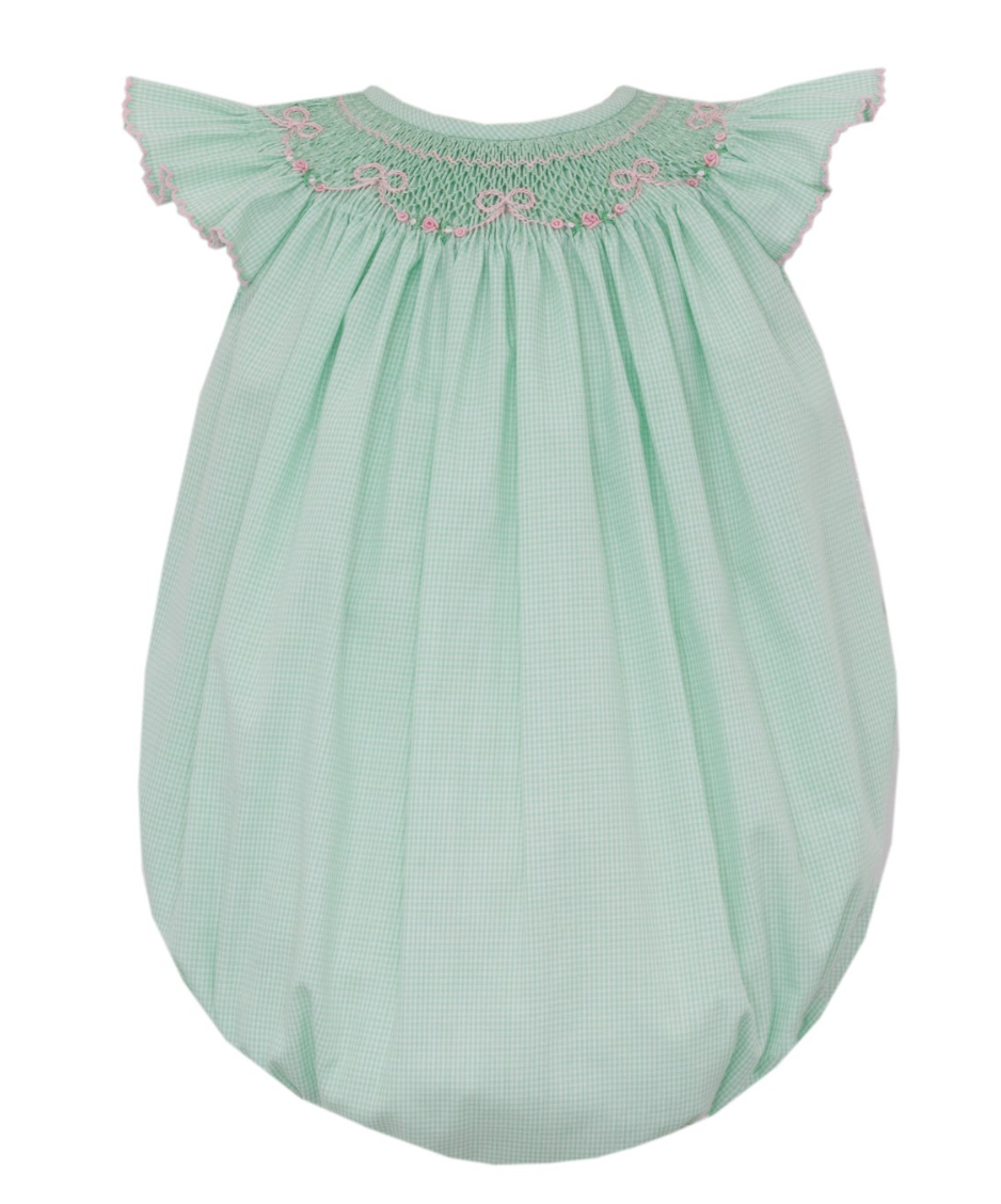 Harper Green Mini Gingham Bow Bishop Bubble